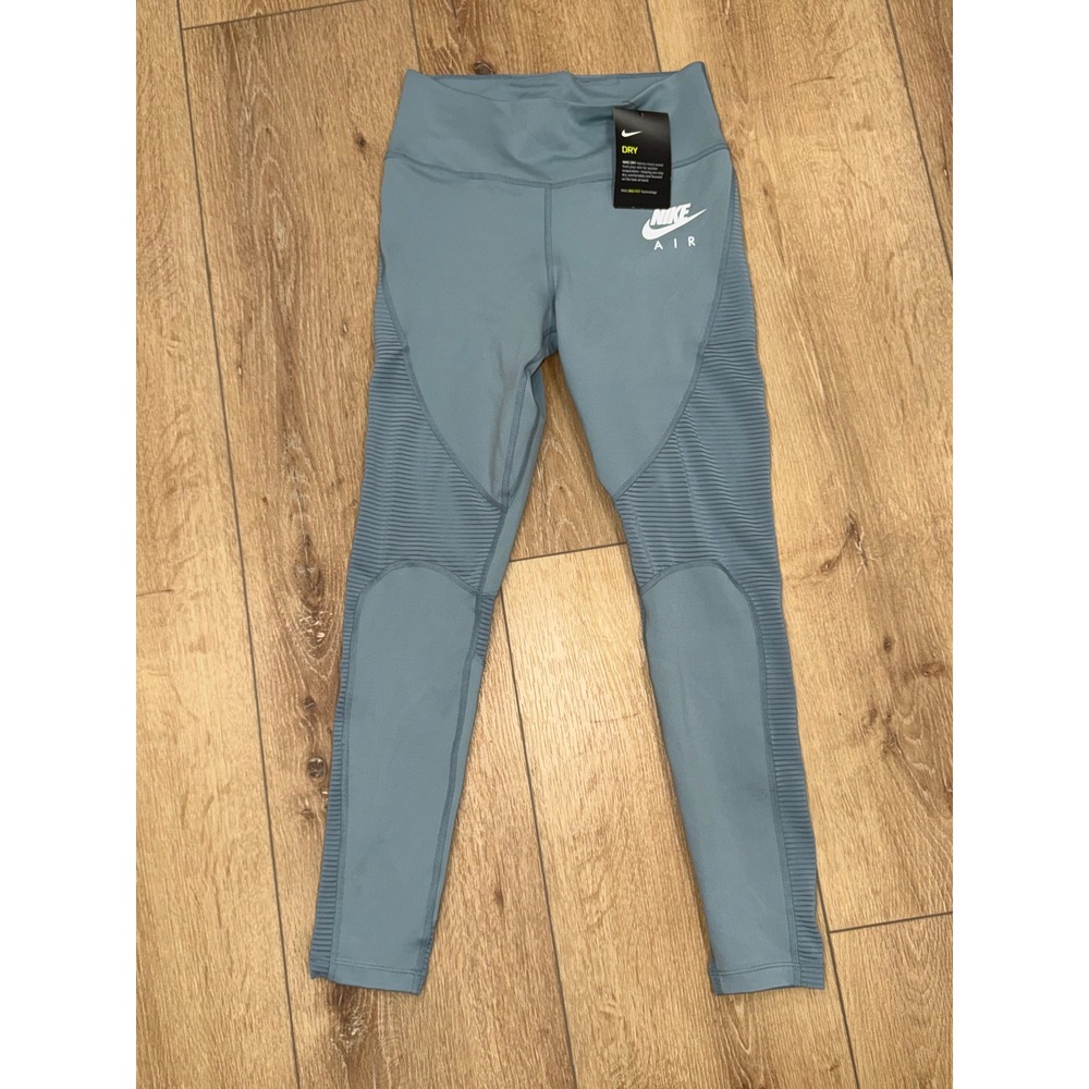 Nike Air Dri-FIT Blue Ribbed Moto Running Leggings BV4730-042 Womens Small NWT